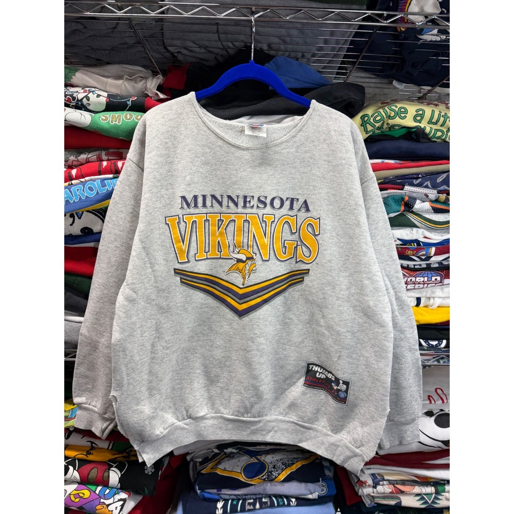Vintage Minnesota Vikings Sweatshirt TNT Trau & Loevner Gray NFL XL 90s USA Made